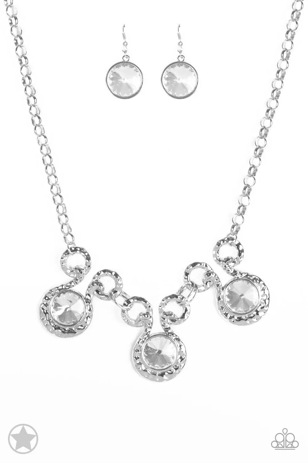 Paparazzi  - Hypnotized -Silver Rhinestone  Necklace