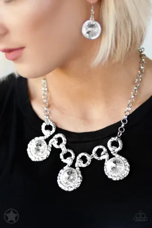 Paparazzi  - Hypnotized -Silver Rhinestone  Necklace