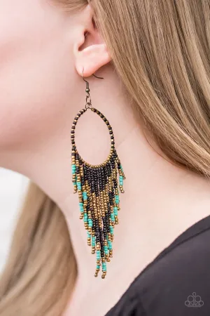 Paparazzi  - Live Off The Badlands  - Seed Bead Hoop Earrings - Black