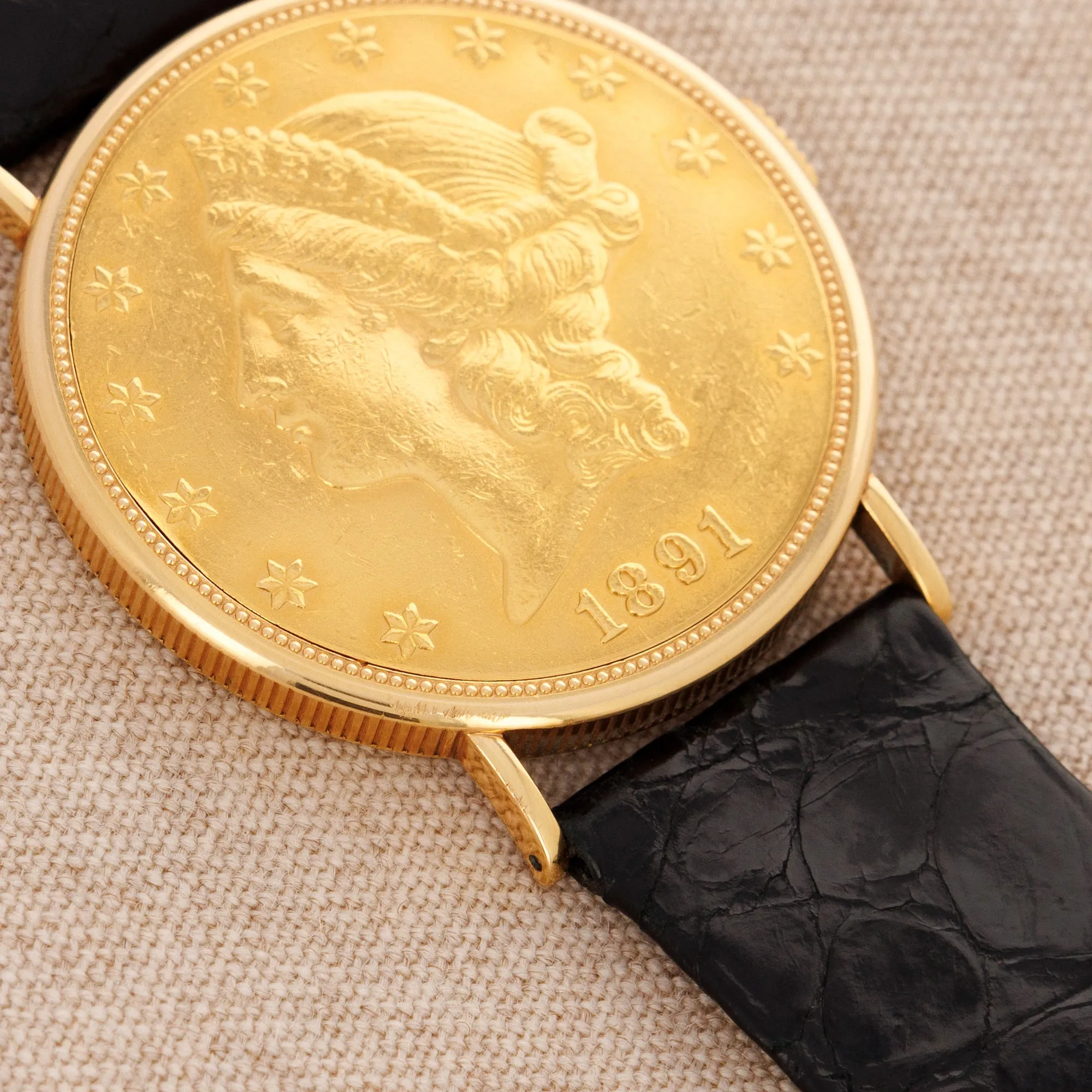 Piaget Yellow Gold Coin Watch Ref. 900B with Original Warranty