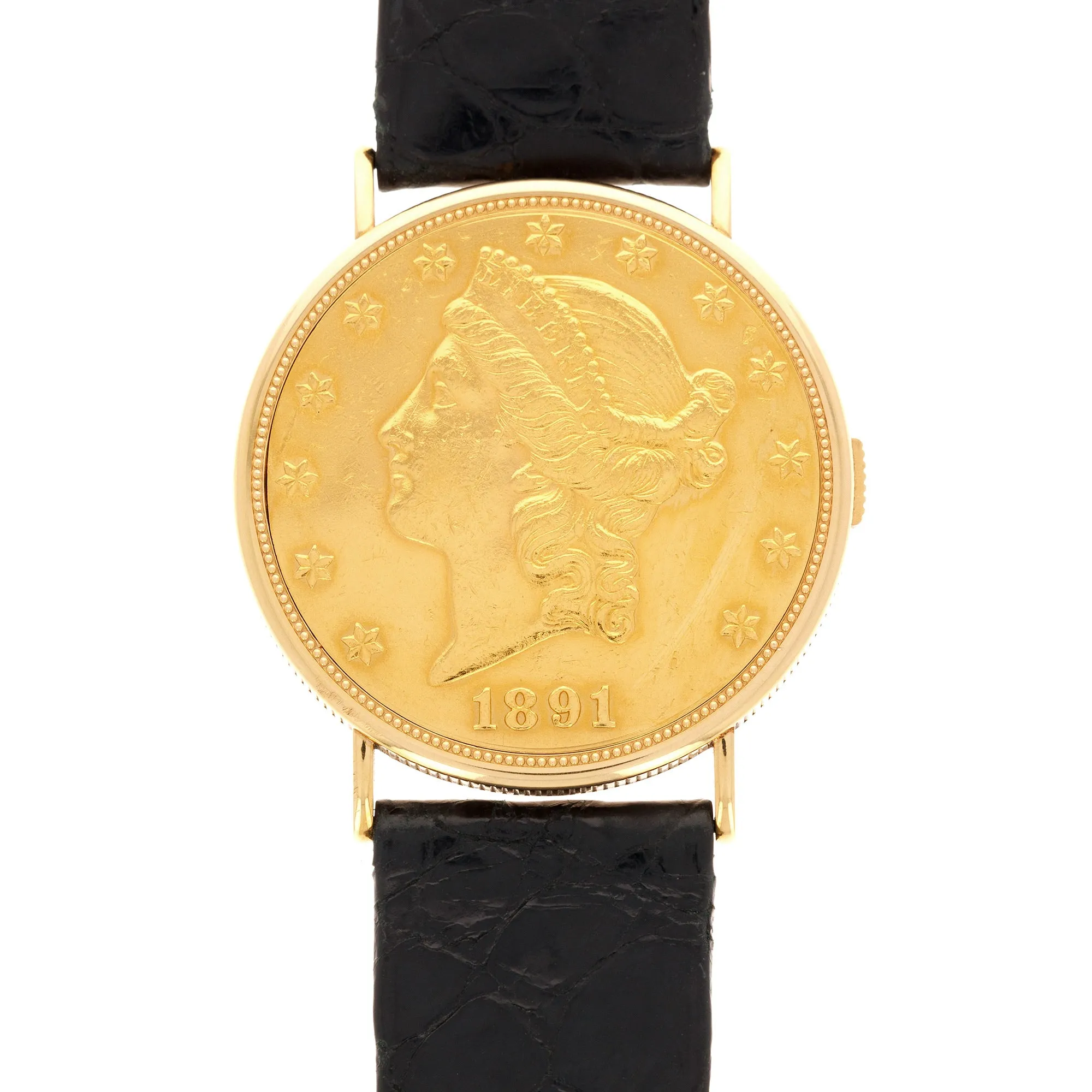 Piaget Yellow Gold Coin Watch Ref. 900B with Original Warranty