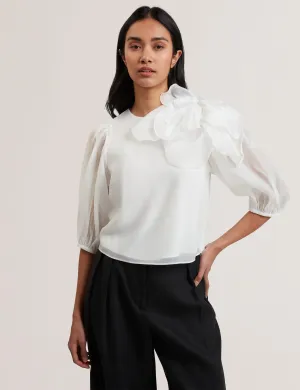 Piiah Organza Corsage Detail Top Ivory