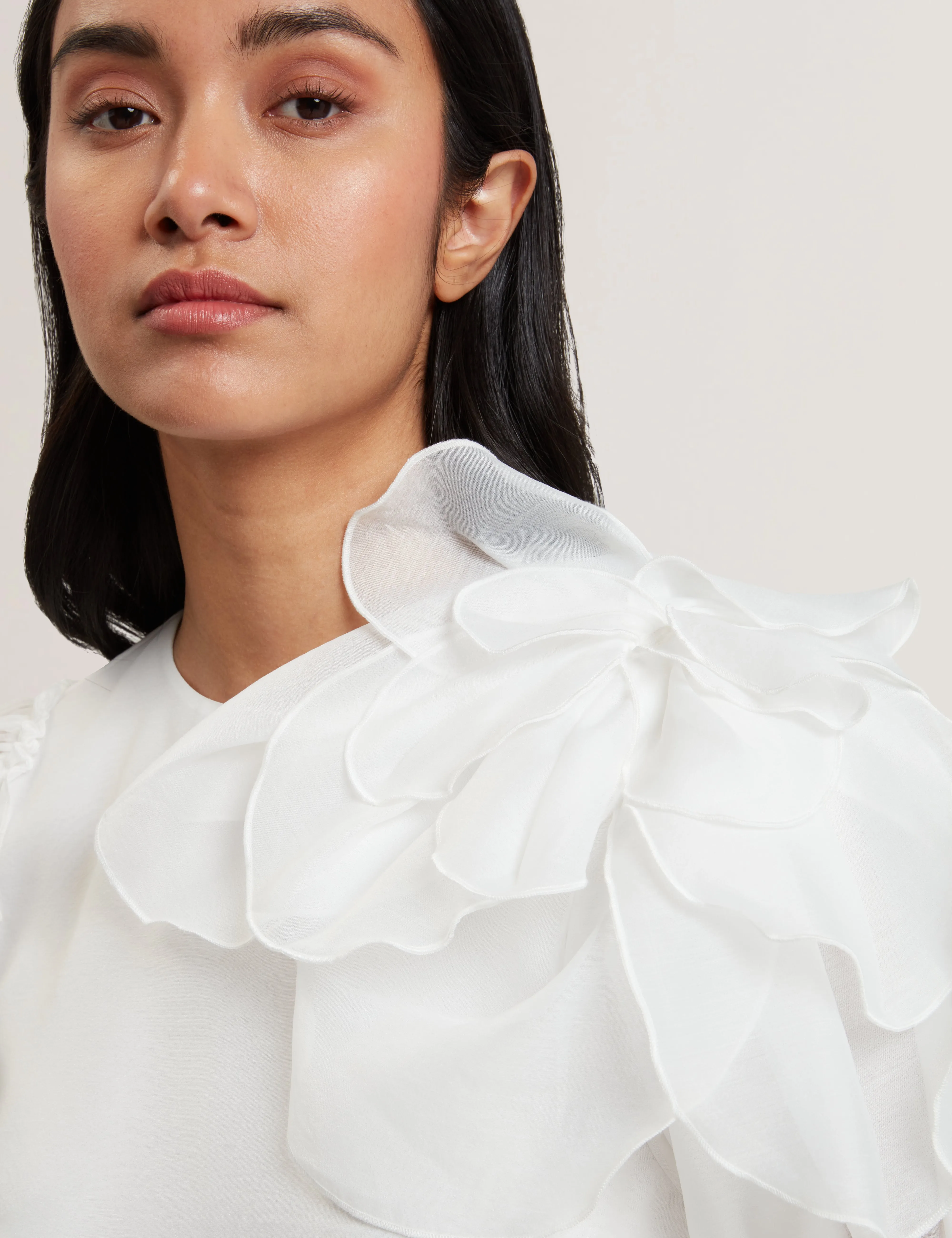 Piiah Organza Corsage Detail Top Ivory