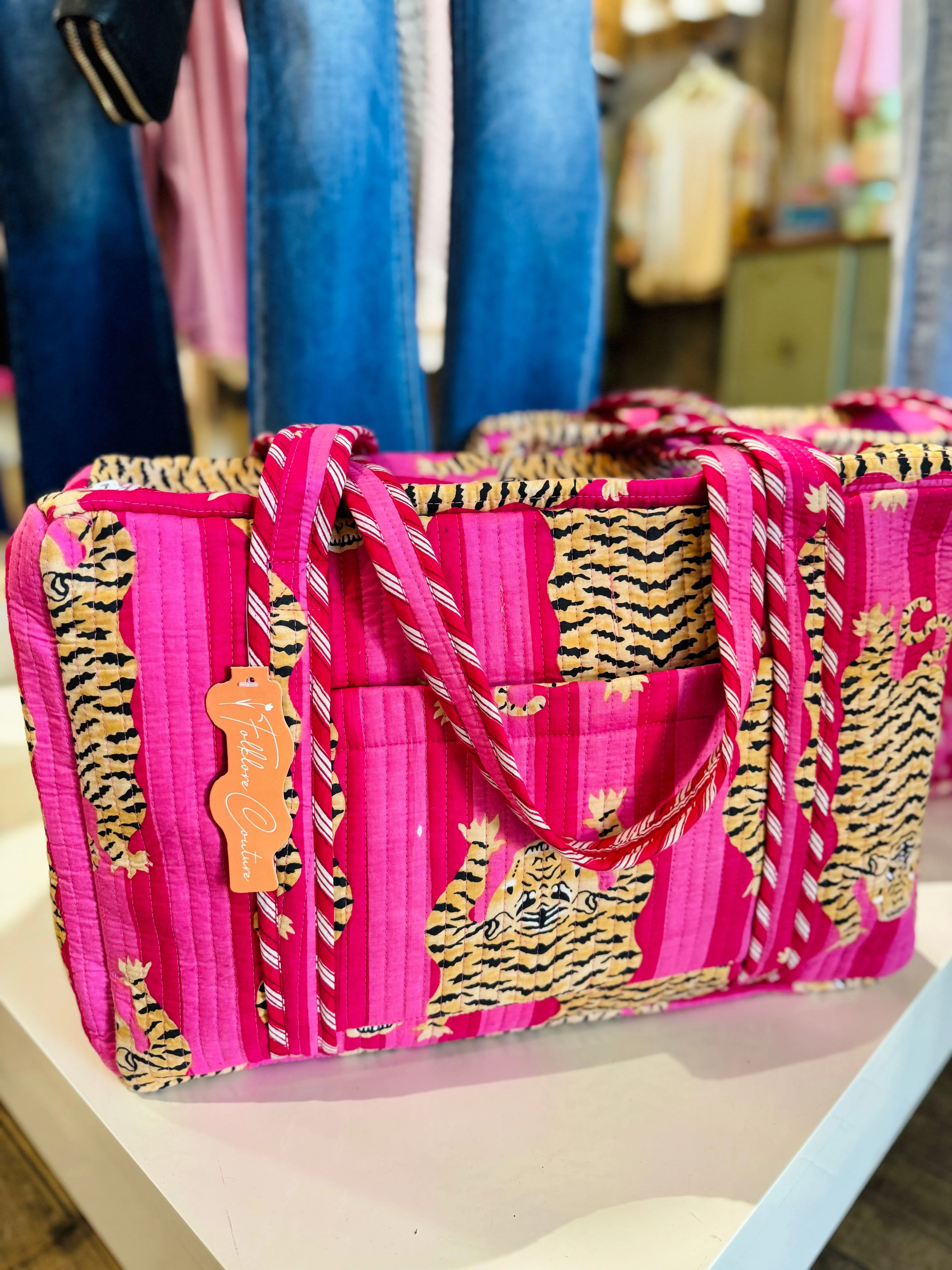 Pink Tiger Quilted Weekend Bag