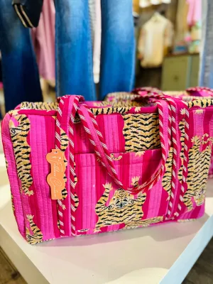 Pink Tiger Quilted Weekend Bag