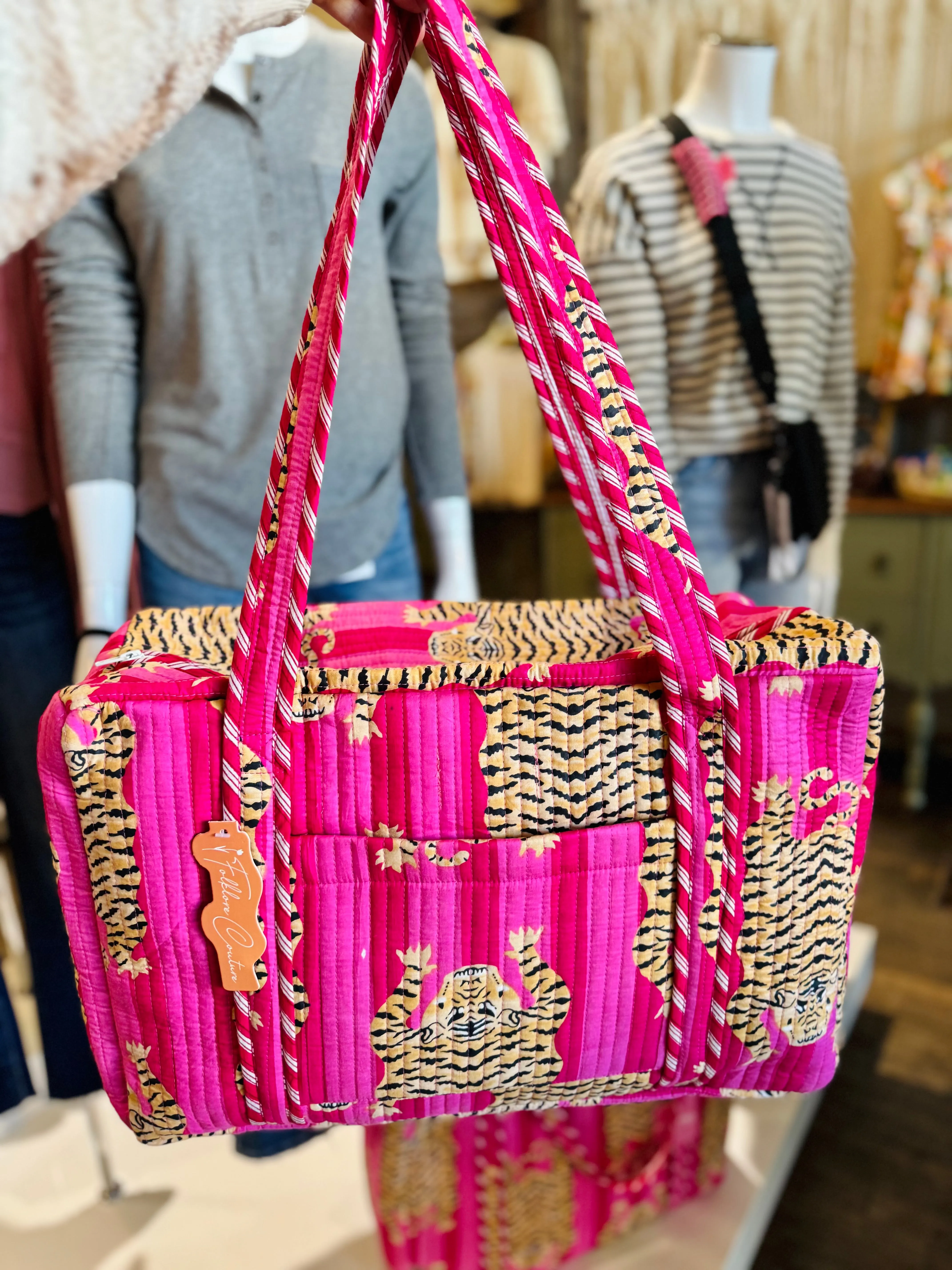 Pink Tiger Quilted Weekend Bag