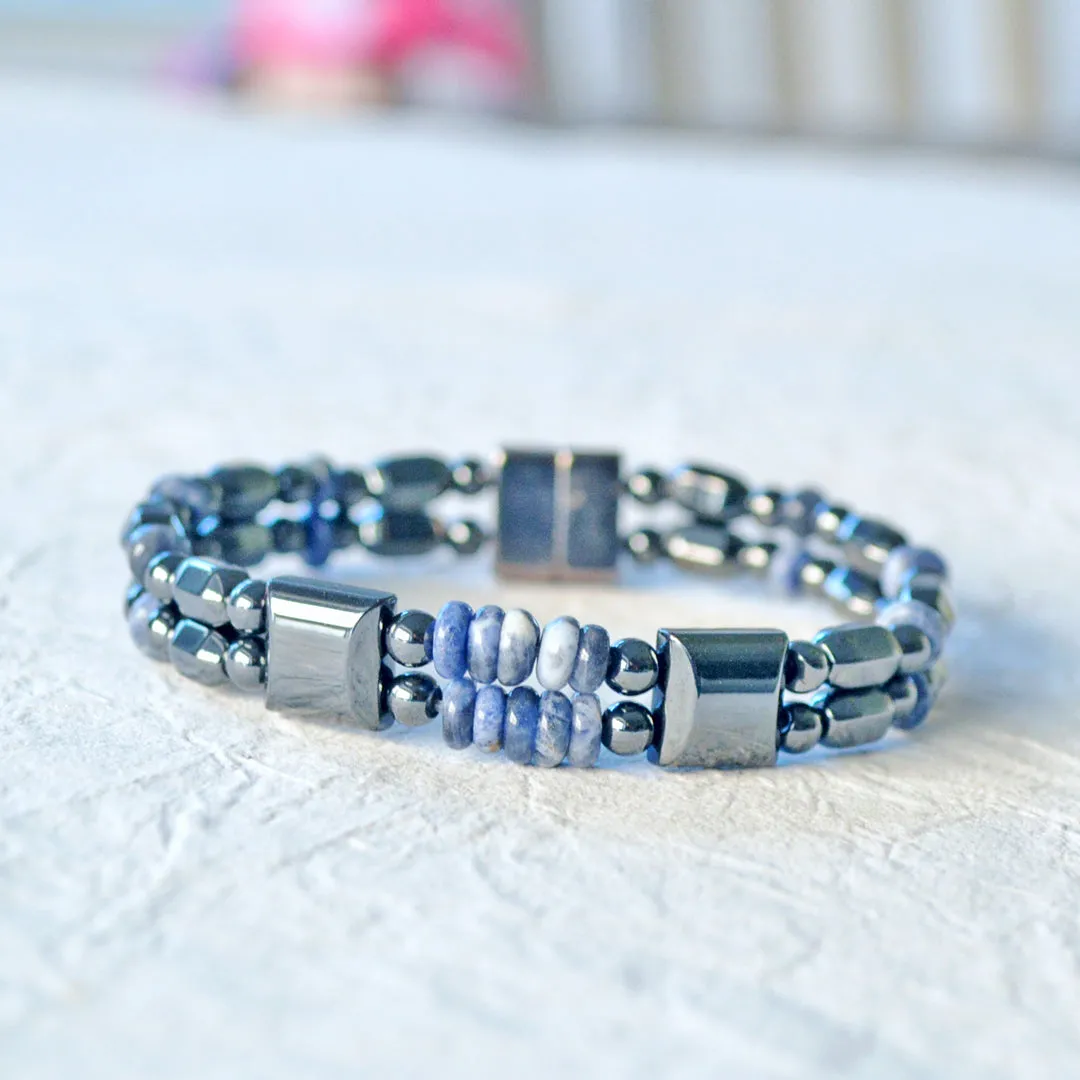 Powerful Hematite & Sodalite Magnetic Bracelet