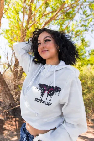 Purple Royalty Butterfly Drip | White Camo Crop-Zip Windbreaker