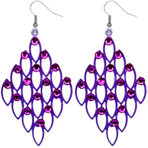 Purple Studded Rhinestone Cutout Mini Earrings