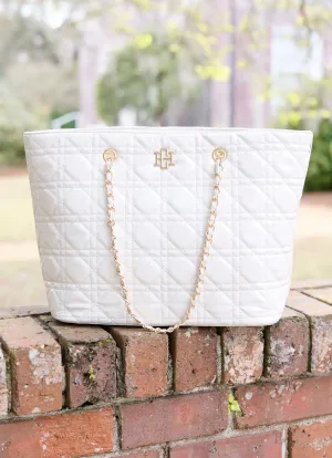 Quentin Quilted Tote in Ivory