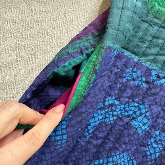 Quilted Patchwork Print Artsy Purple Jacket 1X