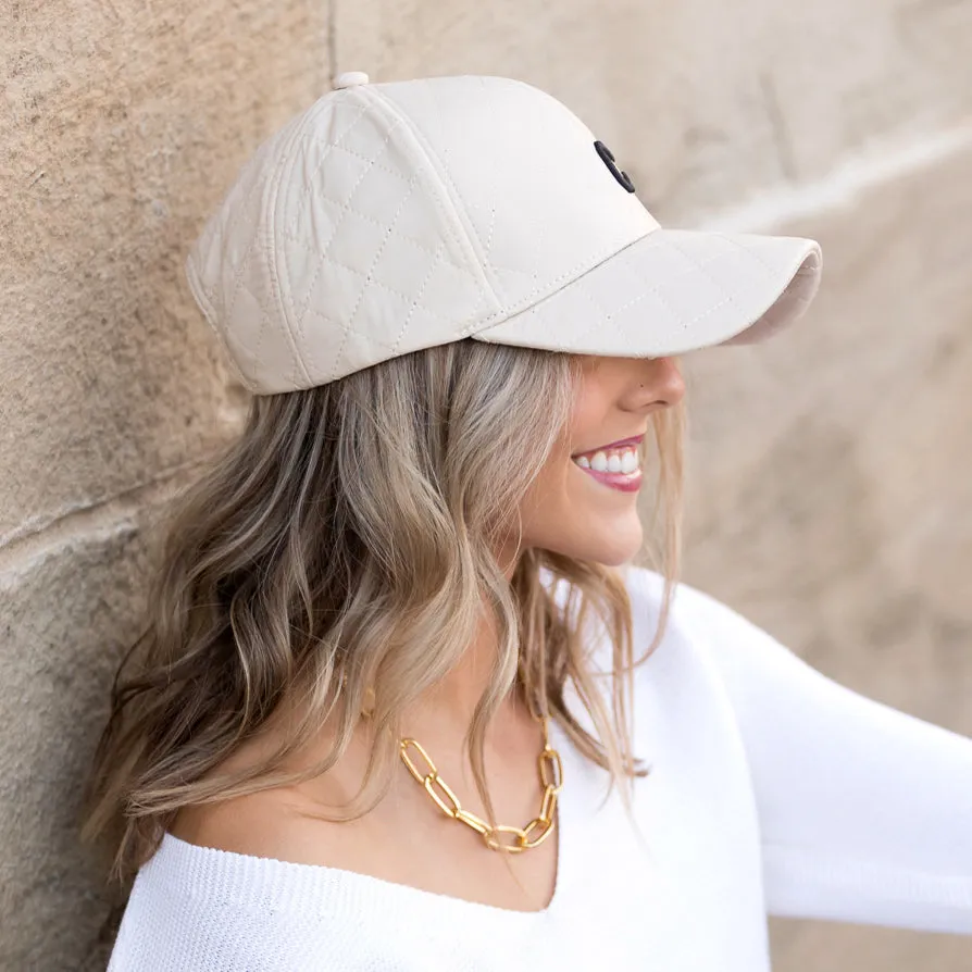Quilted Puffer Ball Cap