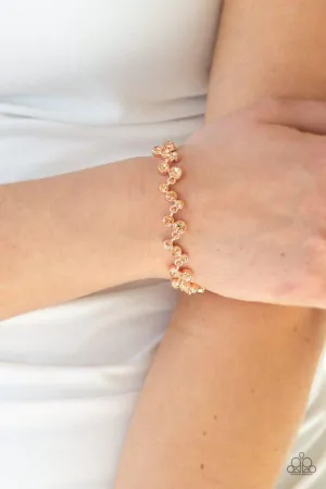 "Starlit Stunner" Copper Metal Clear/White Rhinestone Zig Zag Clasp Bracelet