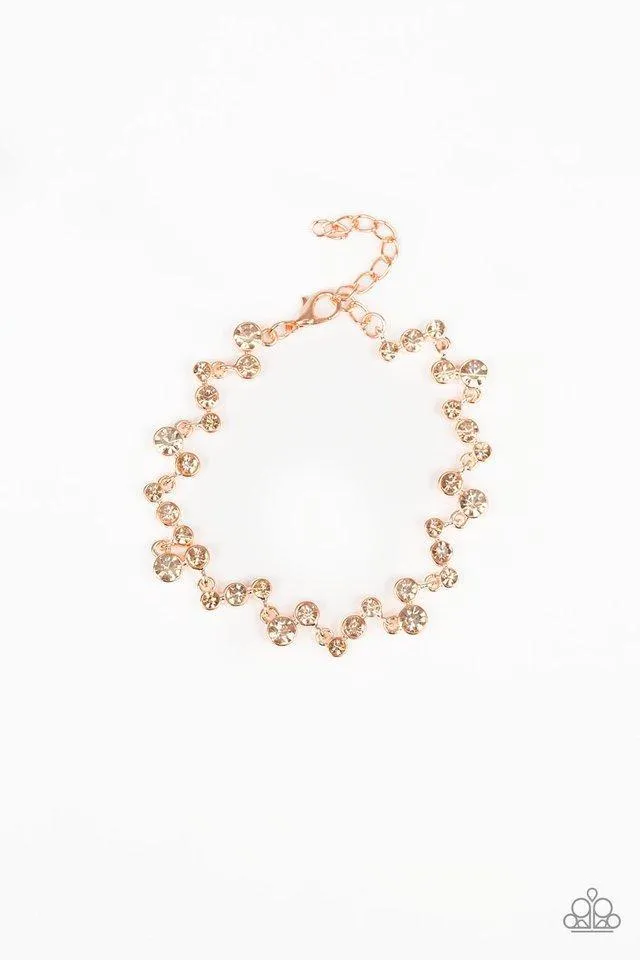 "Starlit Stunner" Copper Metal Clear/White Rhinestone Zig Zag Clasp Bracelet