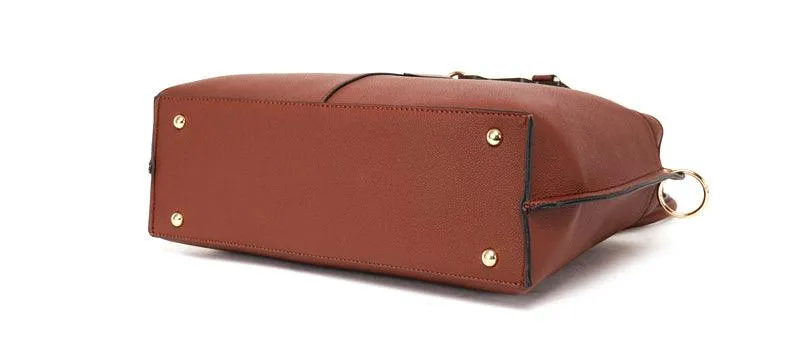 Rad Brown Leather 3 In 1 Handbag With Wood Trimmings