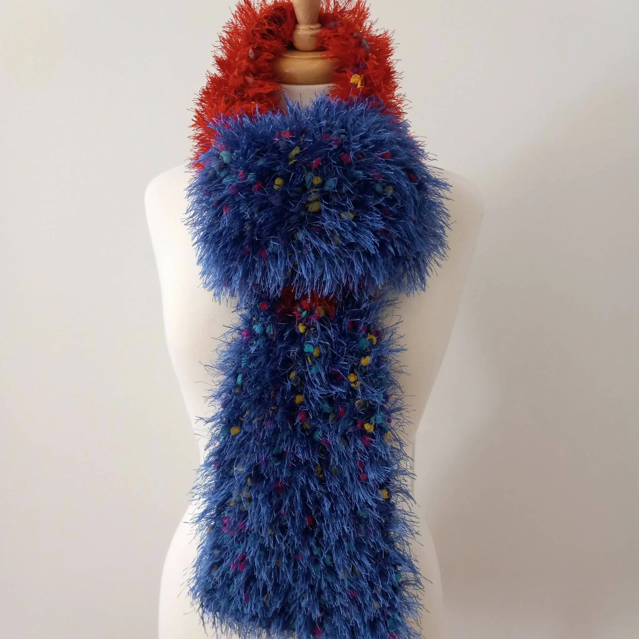 Red x Blue Fun Fur Scarf