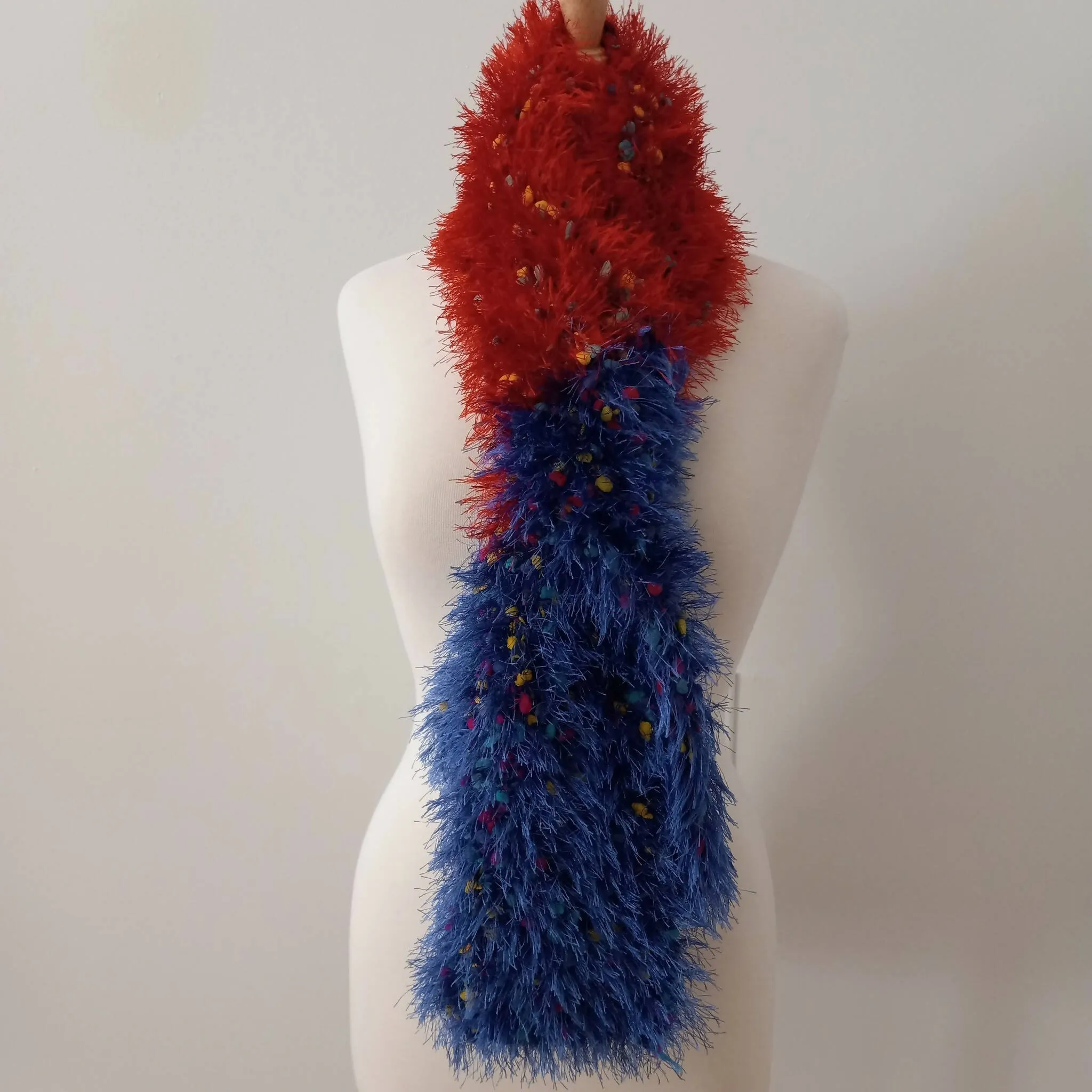 Red x Blue Fun Fur Scarf