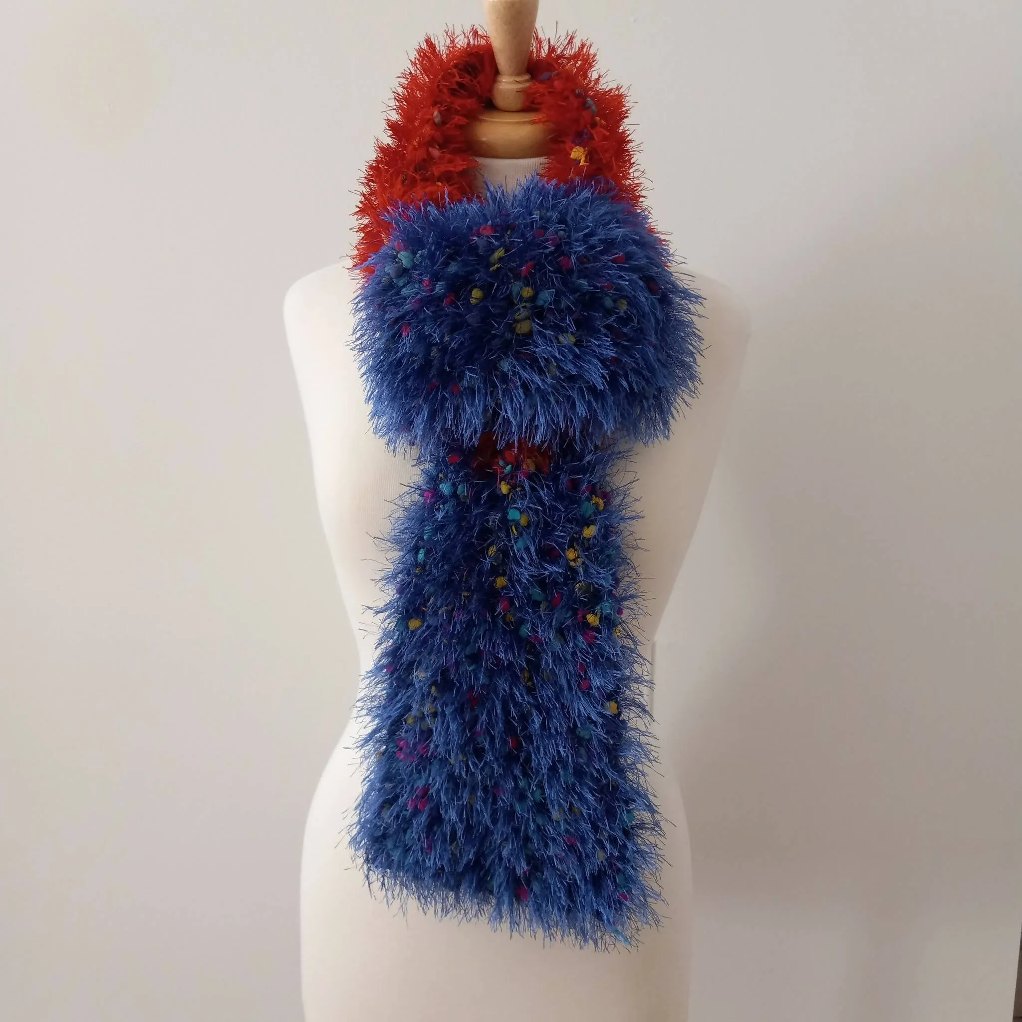 Red x Blue Fun Fur Scarf