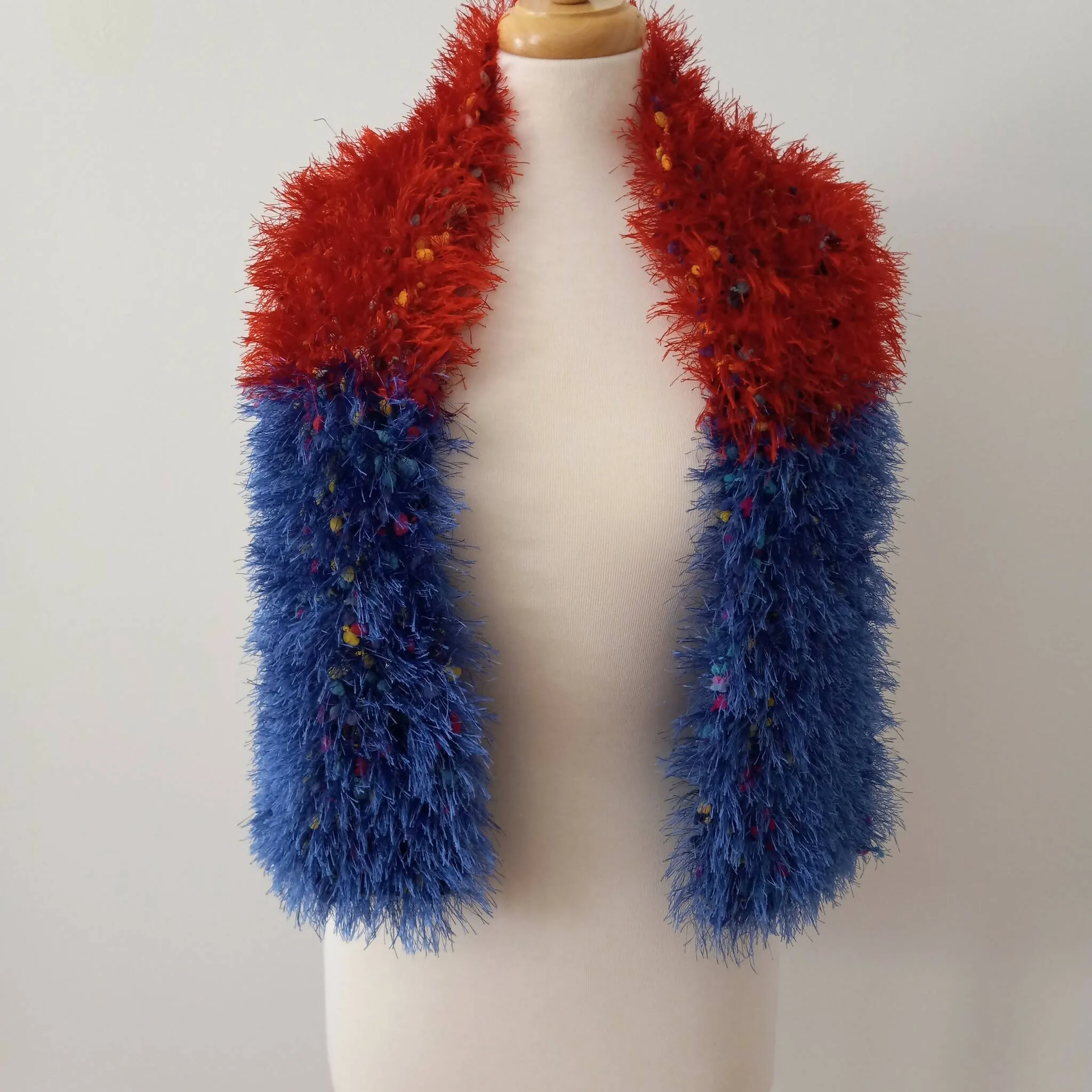 Red x Blue Fun Fur Scarf