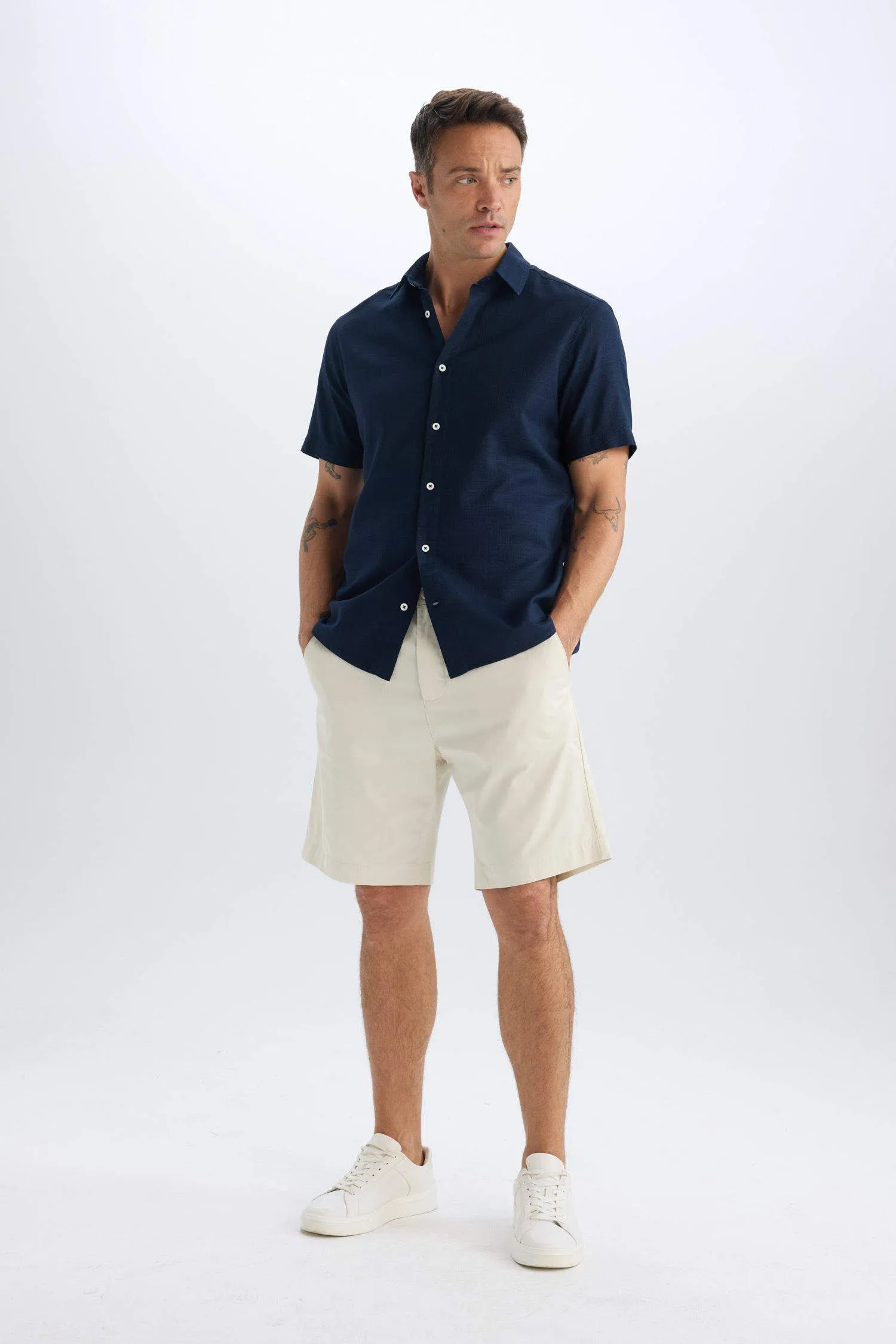 Regular Fit Gabardine Bermuda
