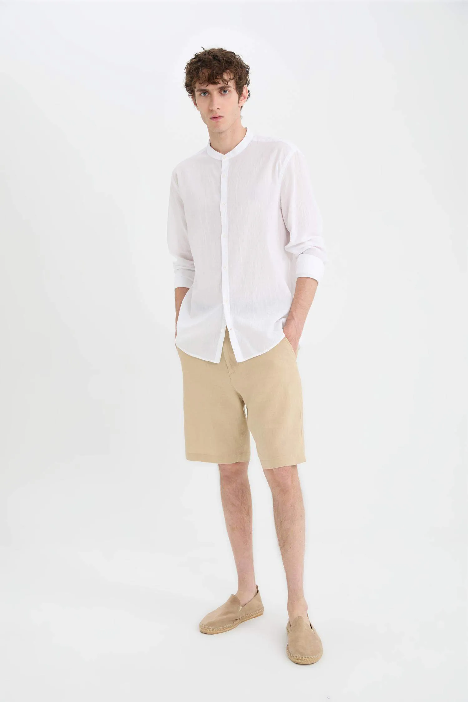 Regular Fit Summer Linen Bermuda Shorts