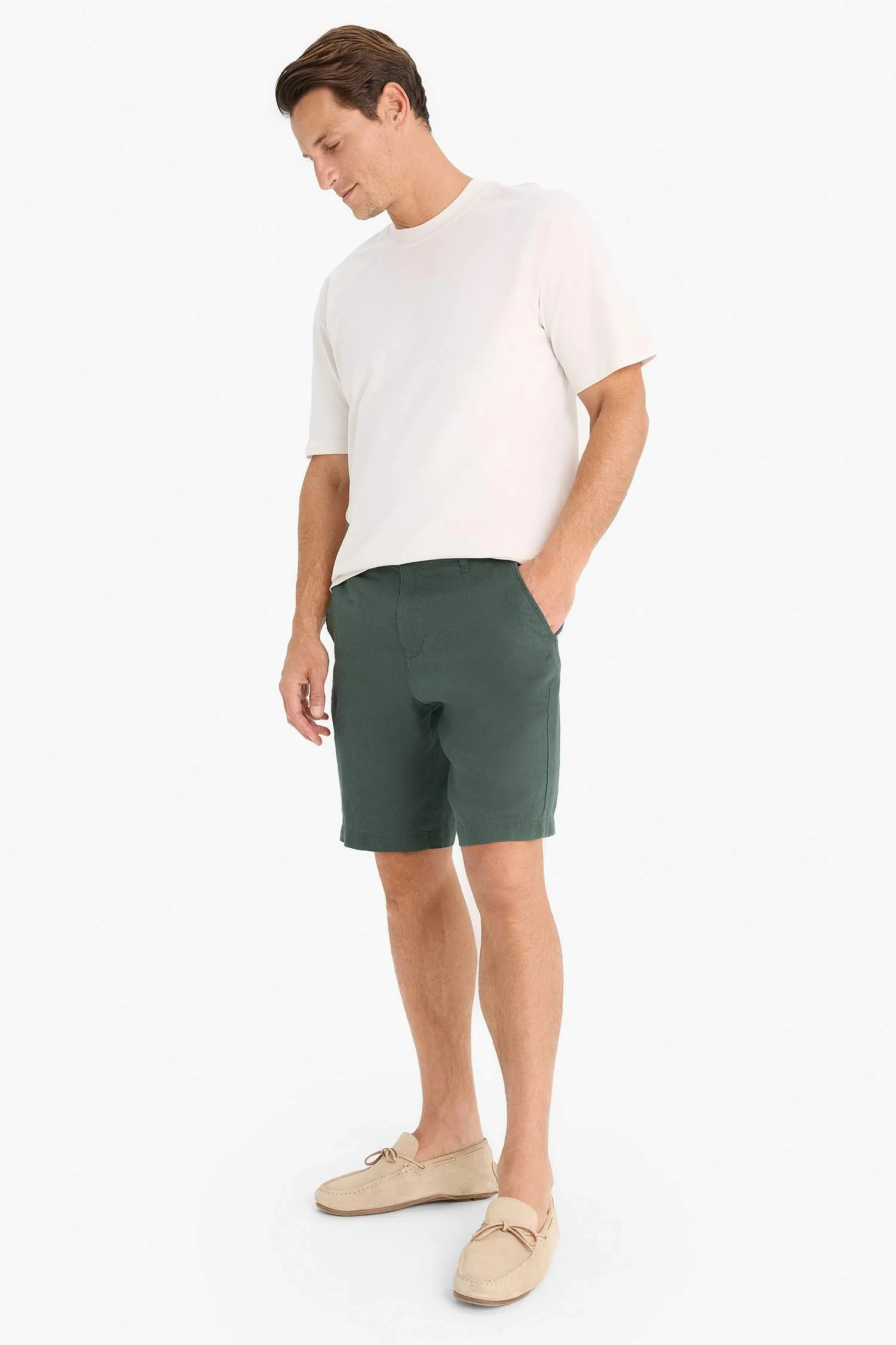 Regular Fit Summer Linen Bermuda Shorts