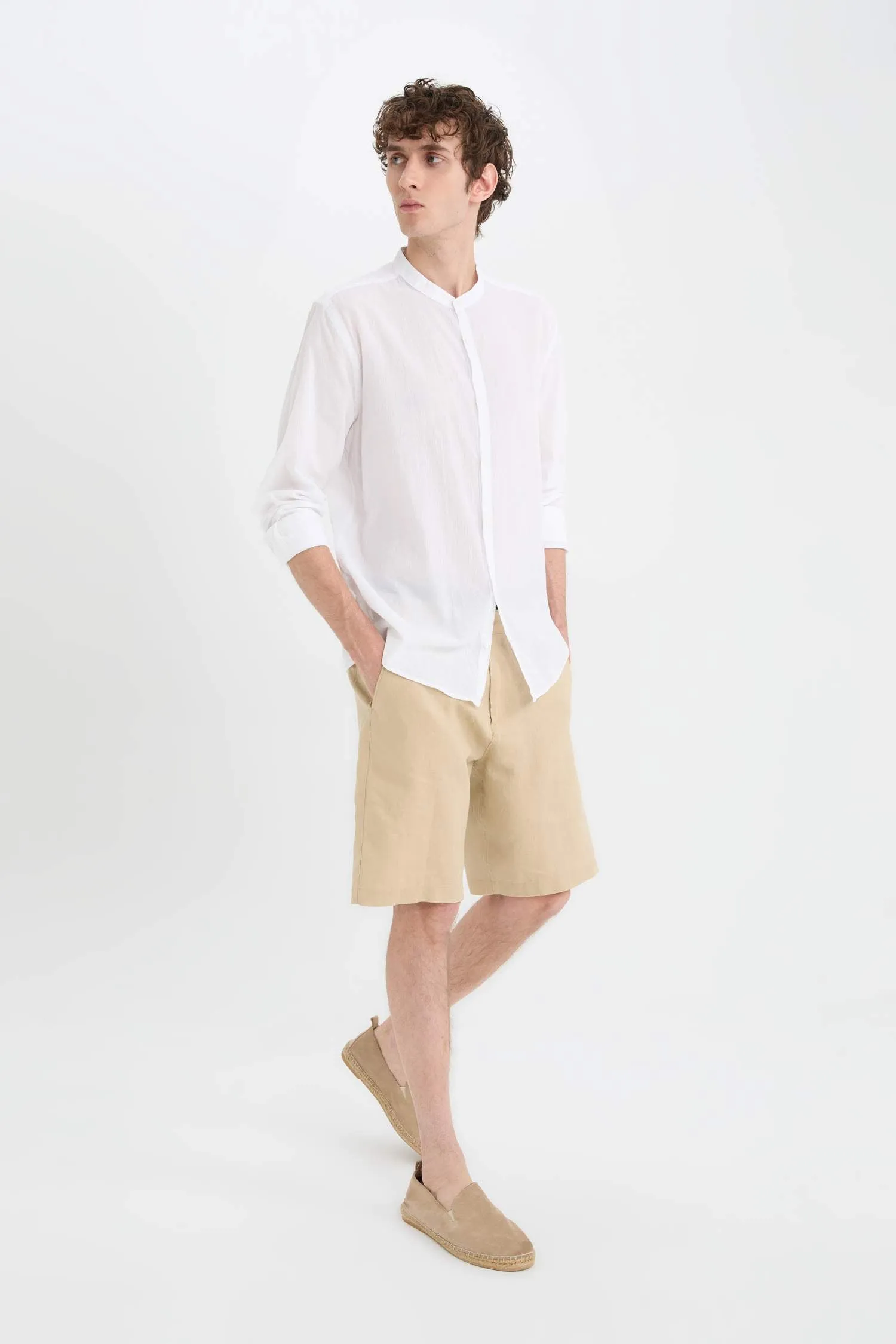 Regular Fit Summer Linen Bermuda Shorts