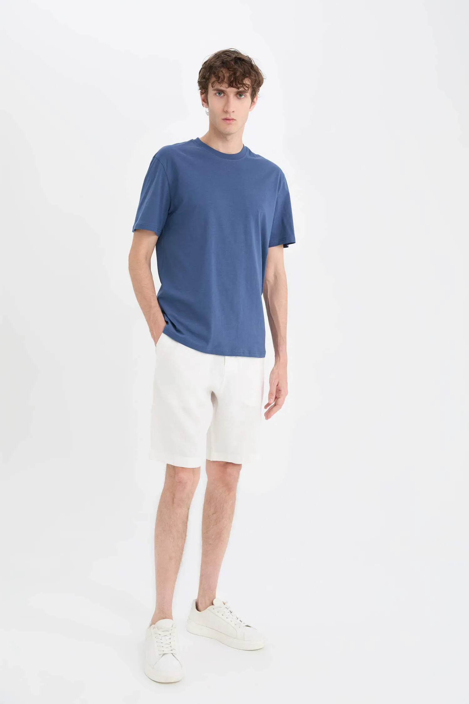 Regular Fit Summer Linen Bermuda Shorts