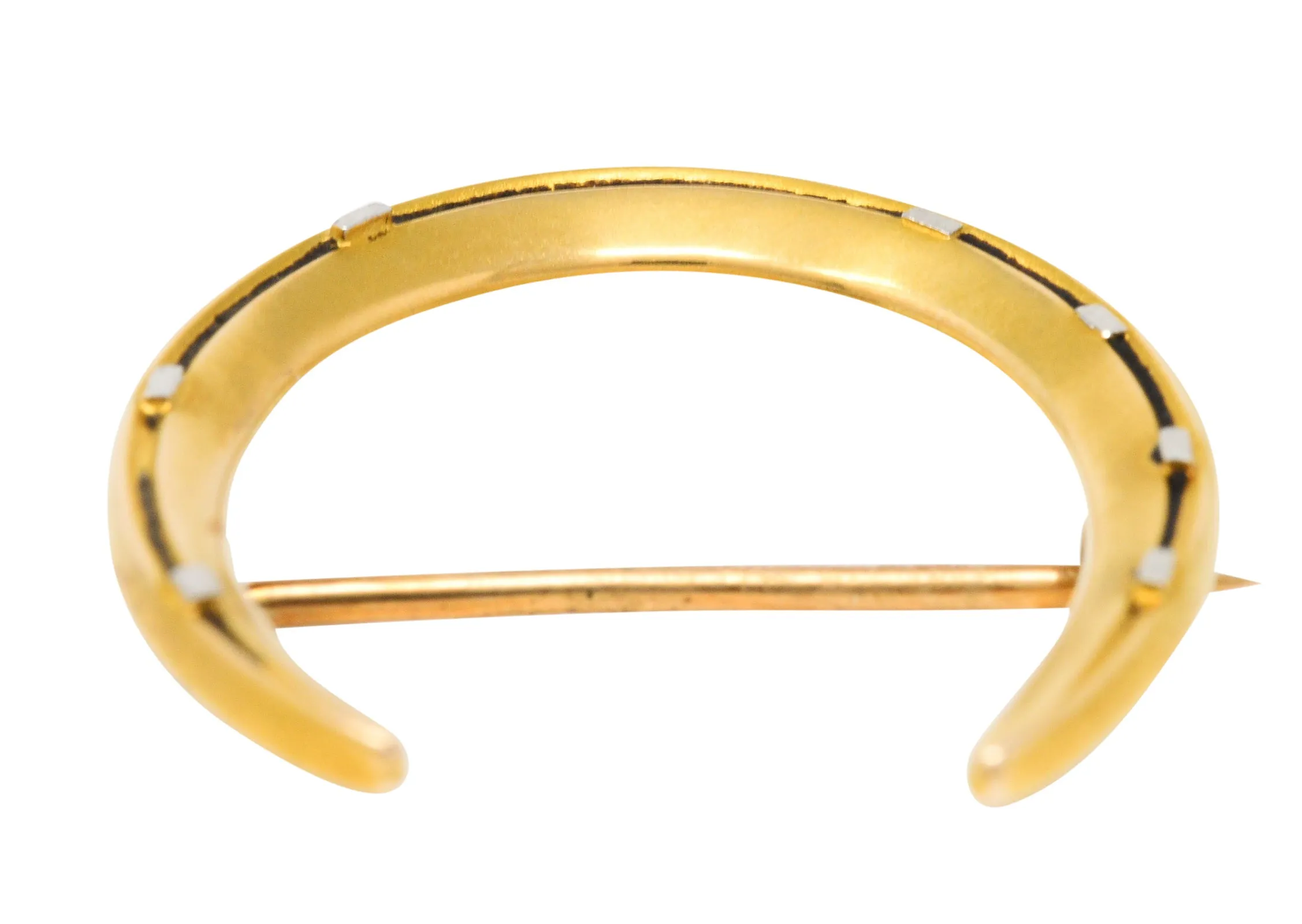 Riker Brothers Platinum-Topped 14 Karat Gold Horseshoe Brooch