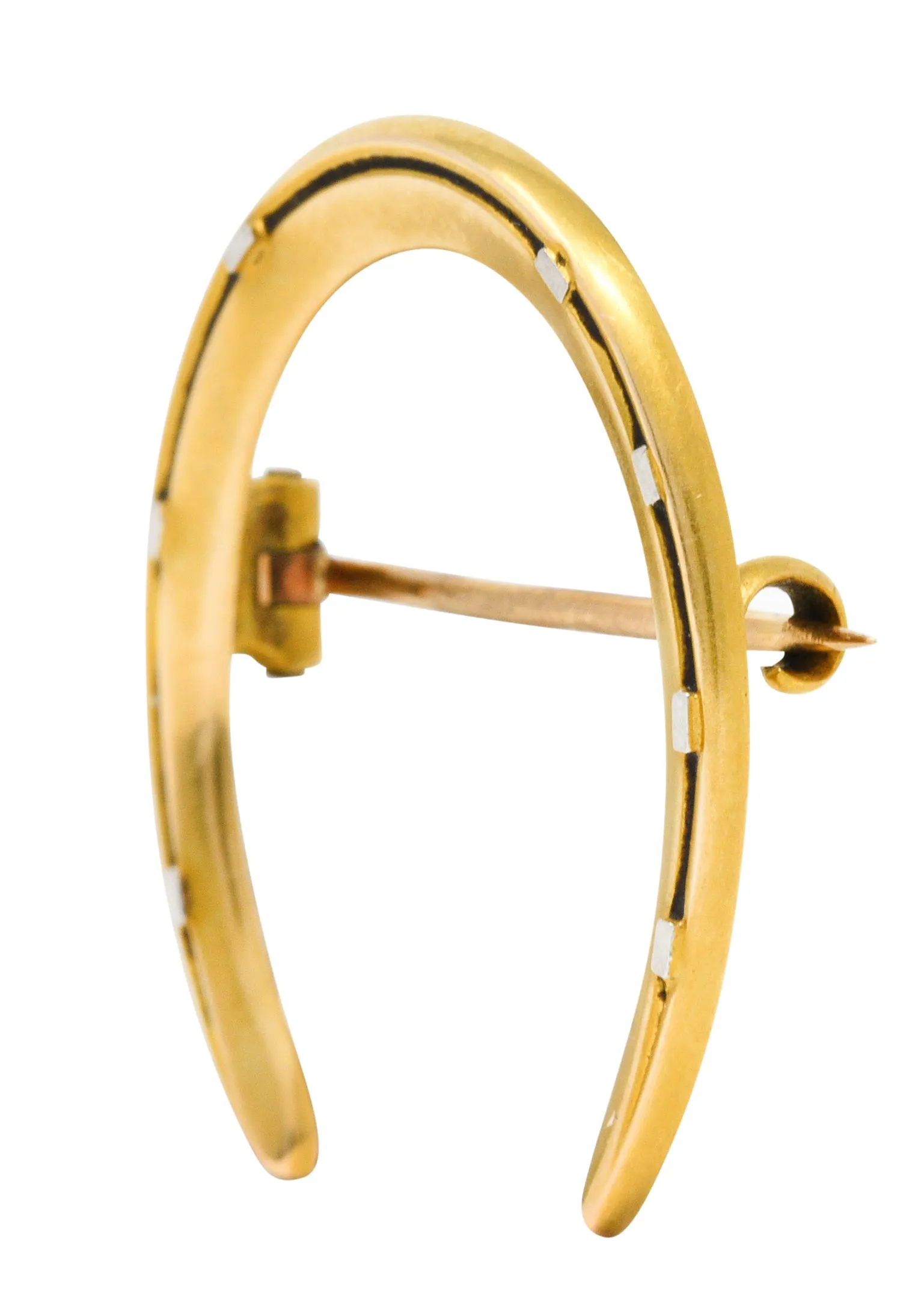 Riker Brothers Platinum-Topped 14 Karat Gold Horseshoe Brooch