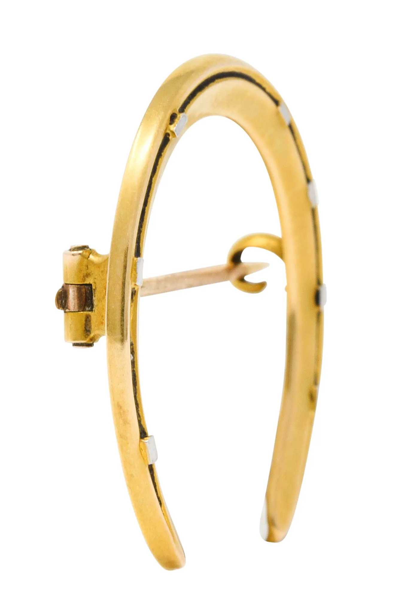 Riker Brothers Platinum-Topped 14 Karat Gold Horseshoe Brooch