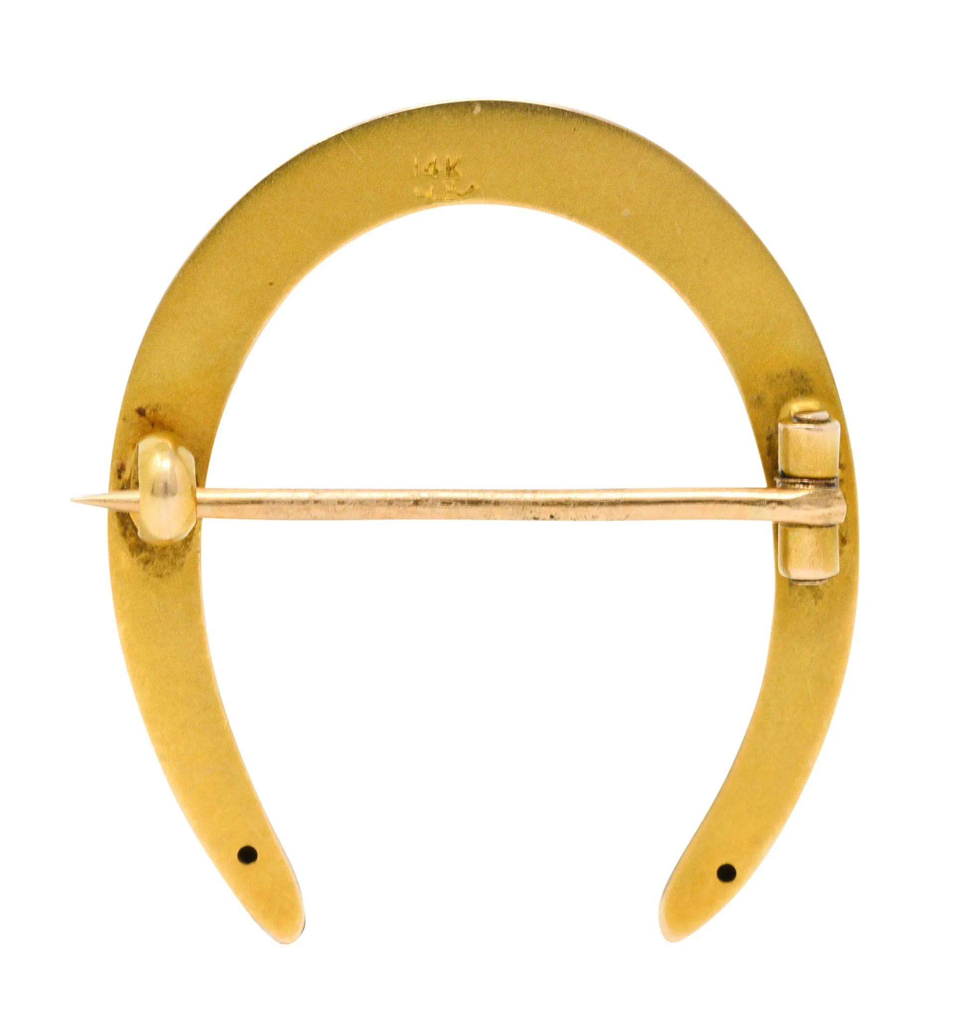 Riker Brothers Platinum-Topped 14 Karat Gold Horseshoe Brooch