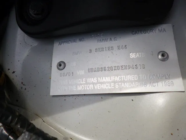 S2676 3' E46 Convertible 330Ci M54 AUTO 2001/07