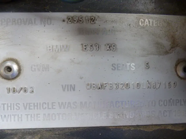 S2705 X5 E53 SAV 4.4i M62 AUTO 2002/08
