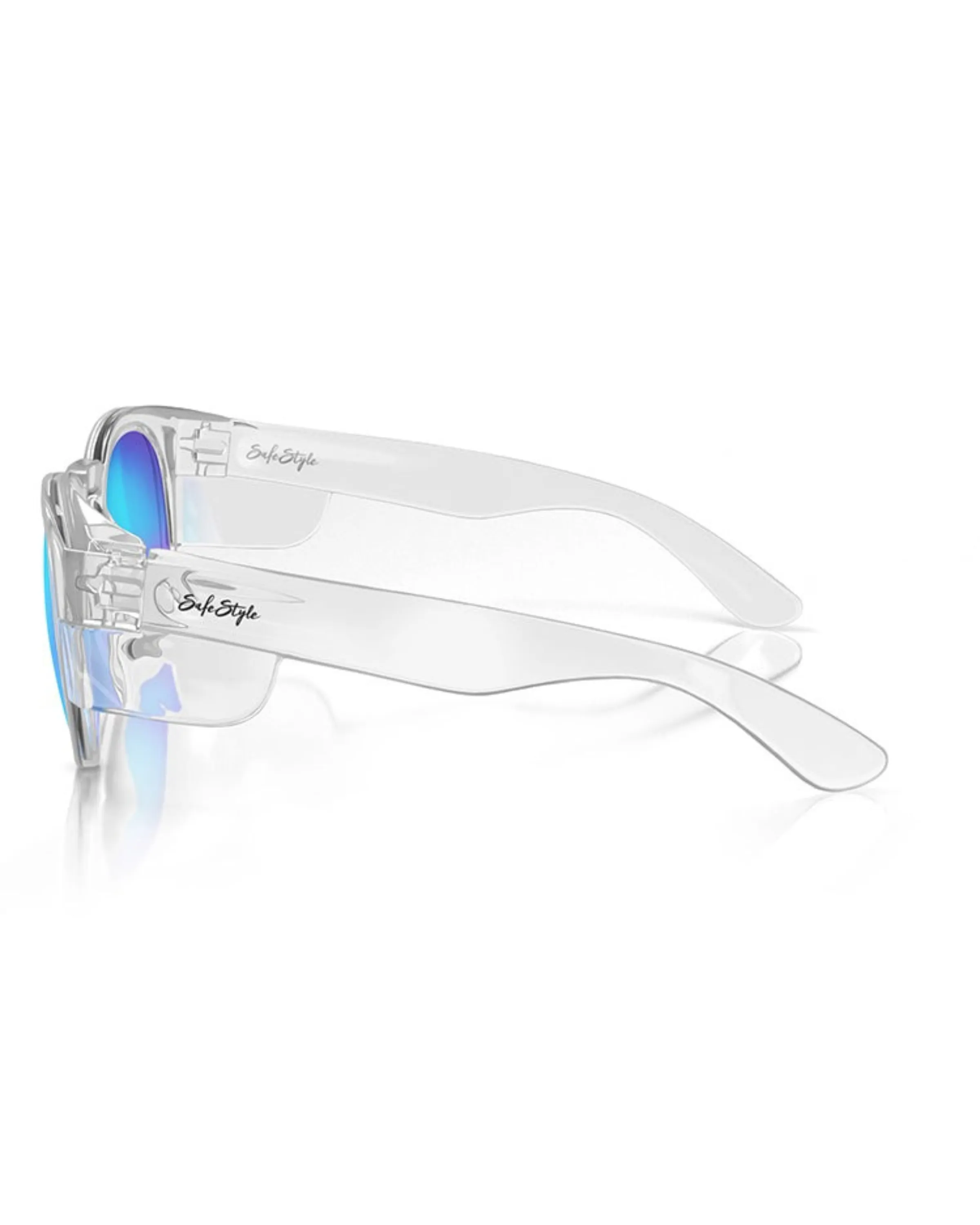 SafeStyle Cruisers Clear Frame Mirror Blue Polarised Lens
