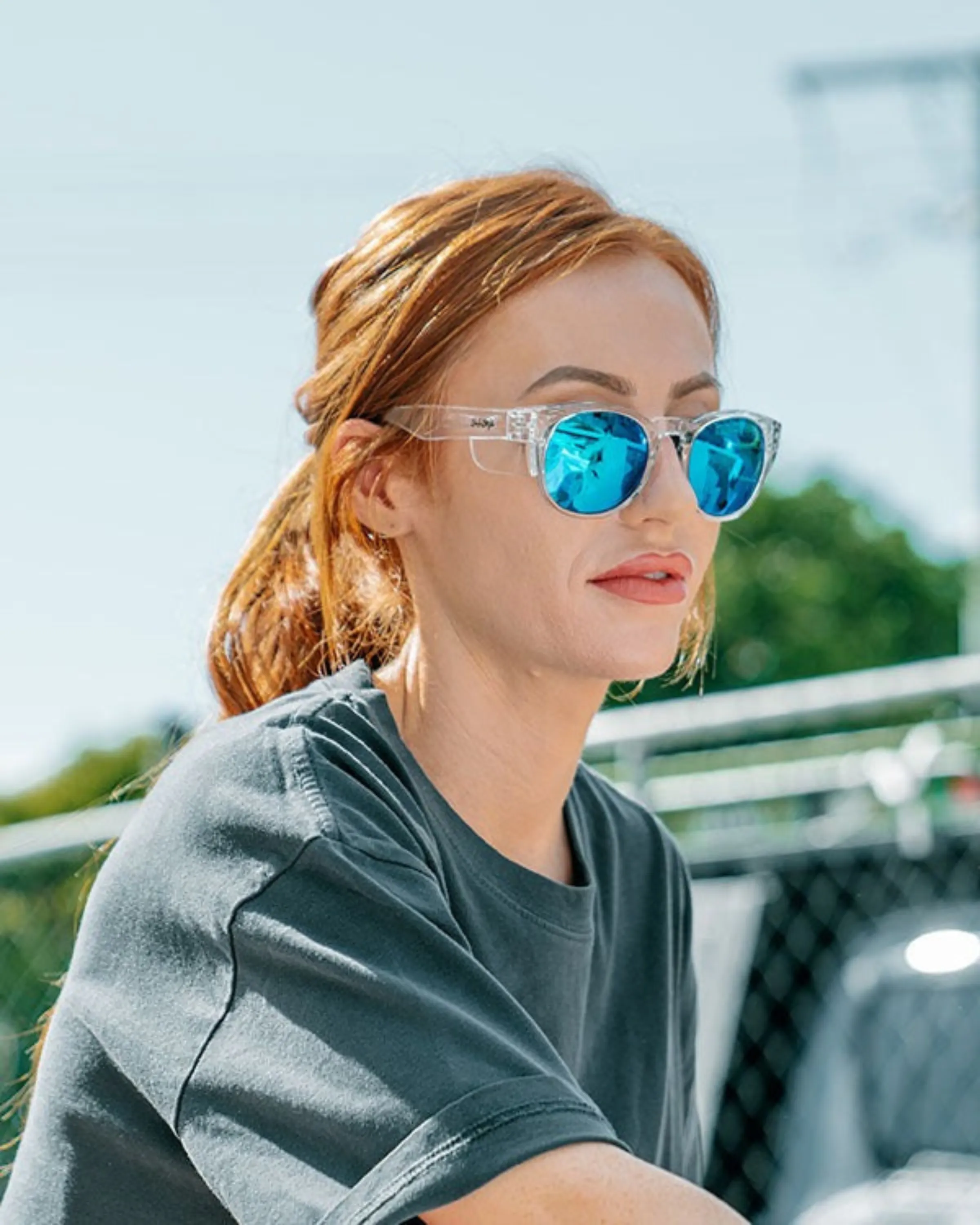 SafeStyle Cruisers Clear Frame Mirror Blue Polarised Lens