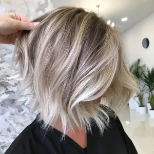 Shadow root lovely blended blonde short curly hair