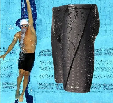 Sharkskin water repellent men's long racing swimming swim trunks Sport shorts classic men swimwear