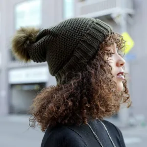 Sherpa Lining Pom Beanie-Green