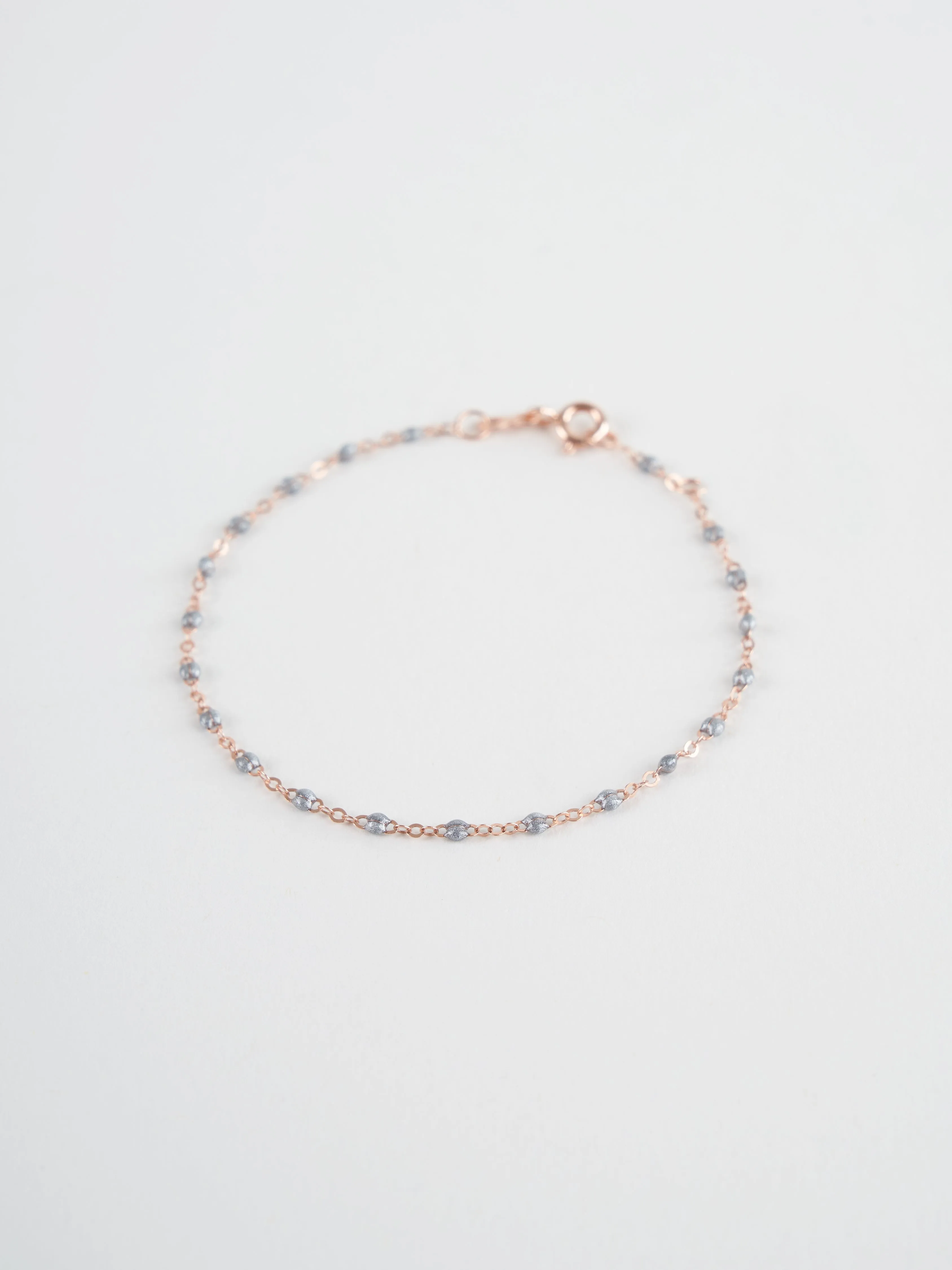 silver bead bracelet - rose gold