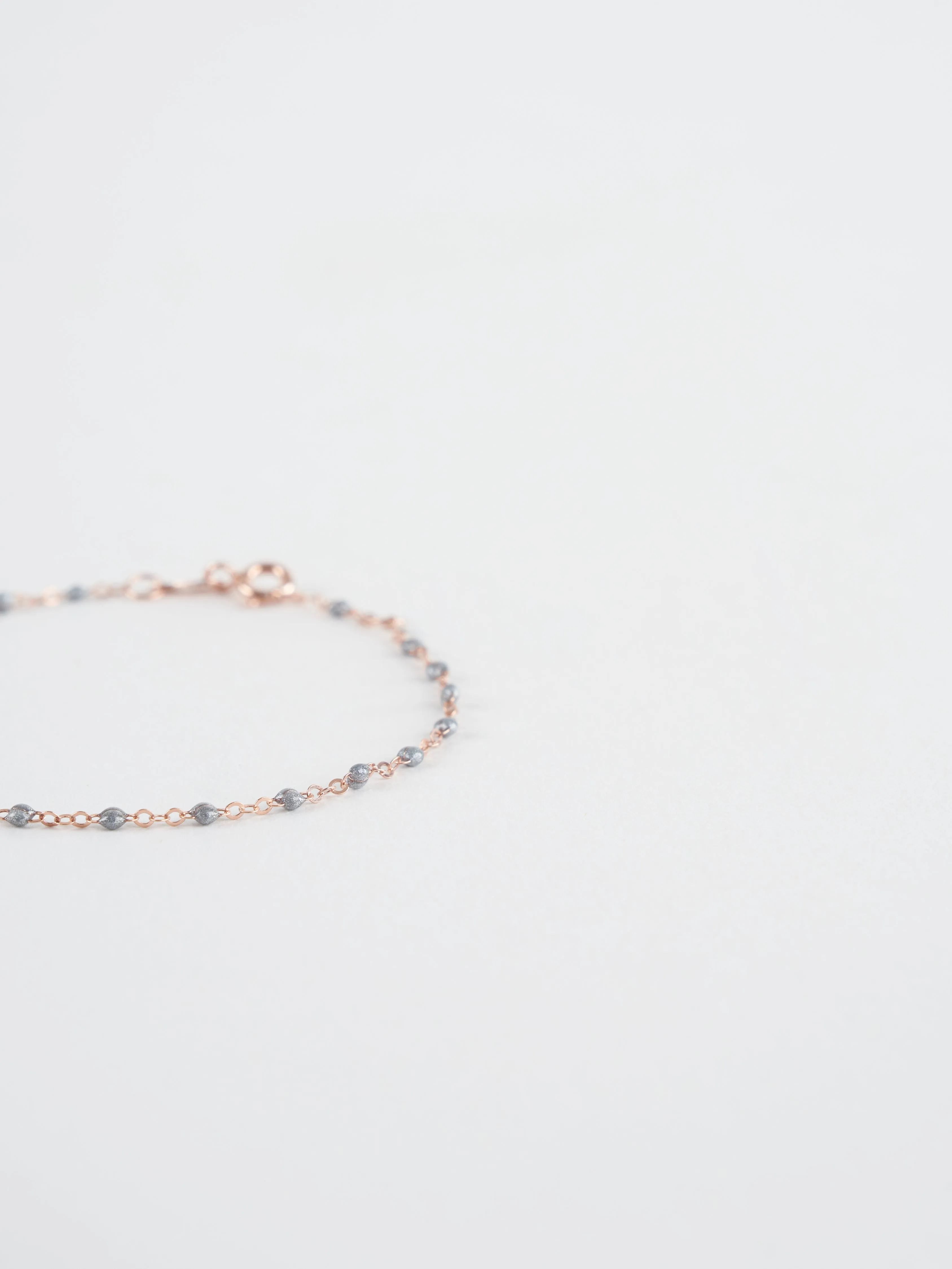 silver bead bracelet - rose gold