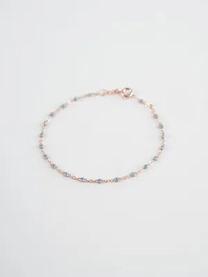 silver bead bracelet - rose gold