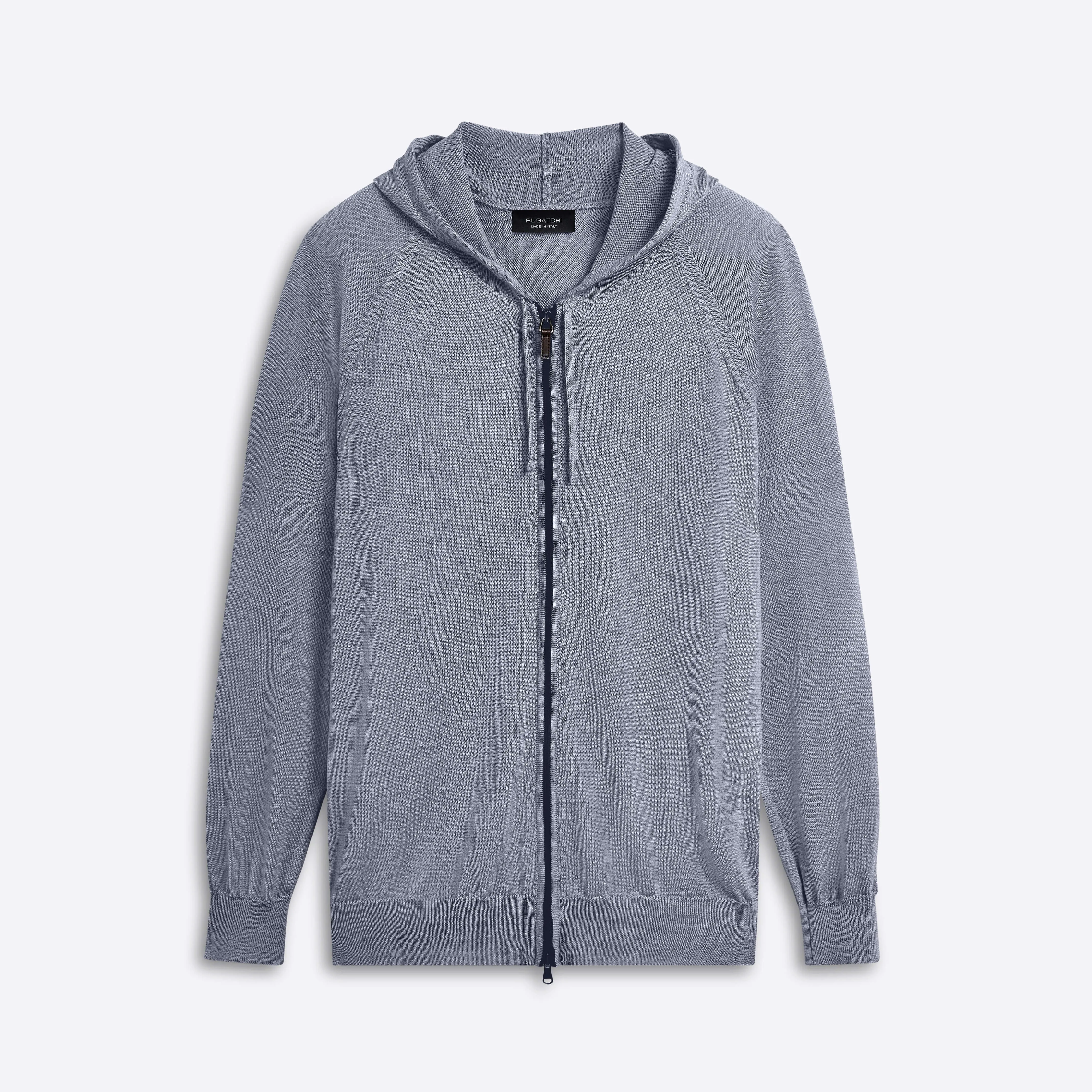 Solid Full Zip Sweater with Hood