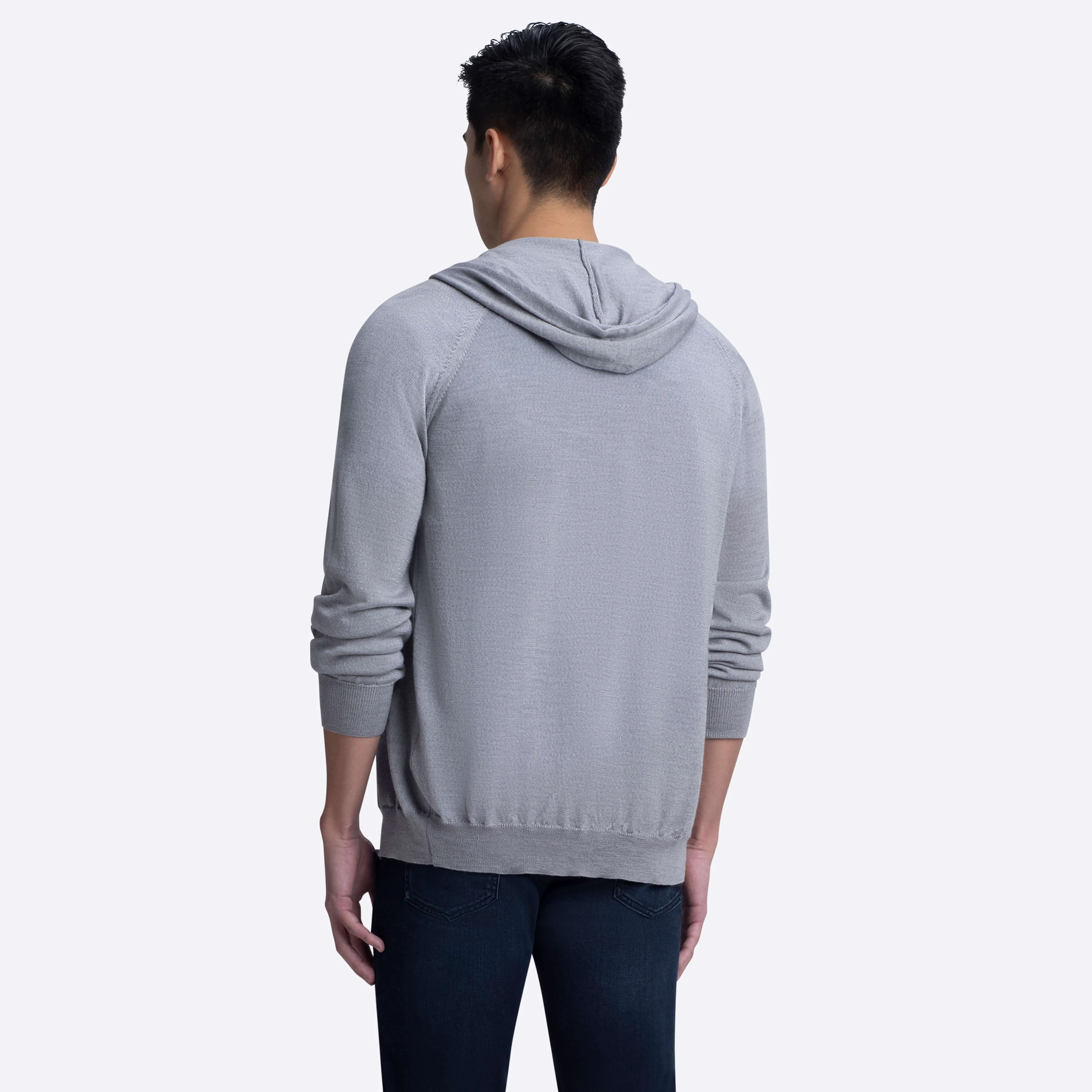 Solid Full Zip Sweater with Hood