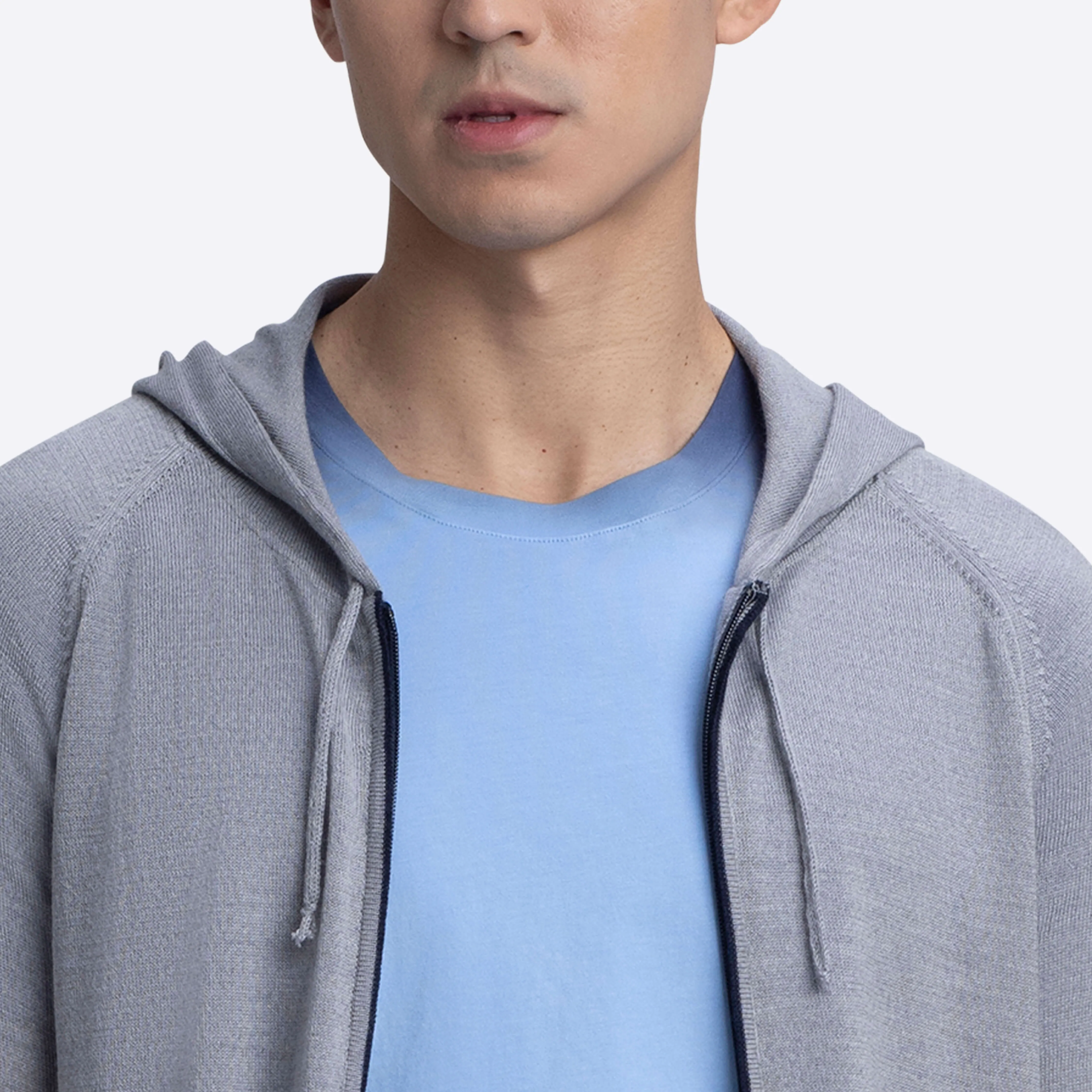 Solid Full Zip Sweater with Hood