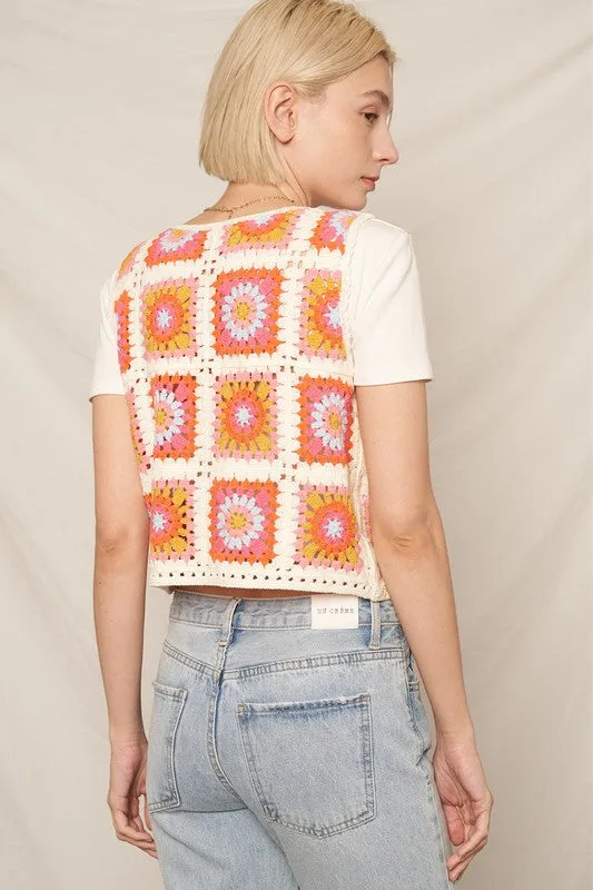 Spring Multi Color Crochet Vest