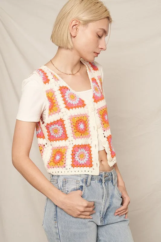 Spring Multi Color Crochet Vest