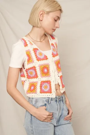 Spring Multi Color Crochet Vest
