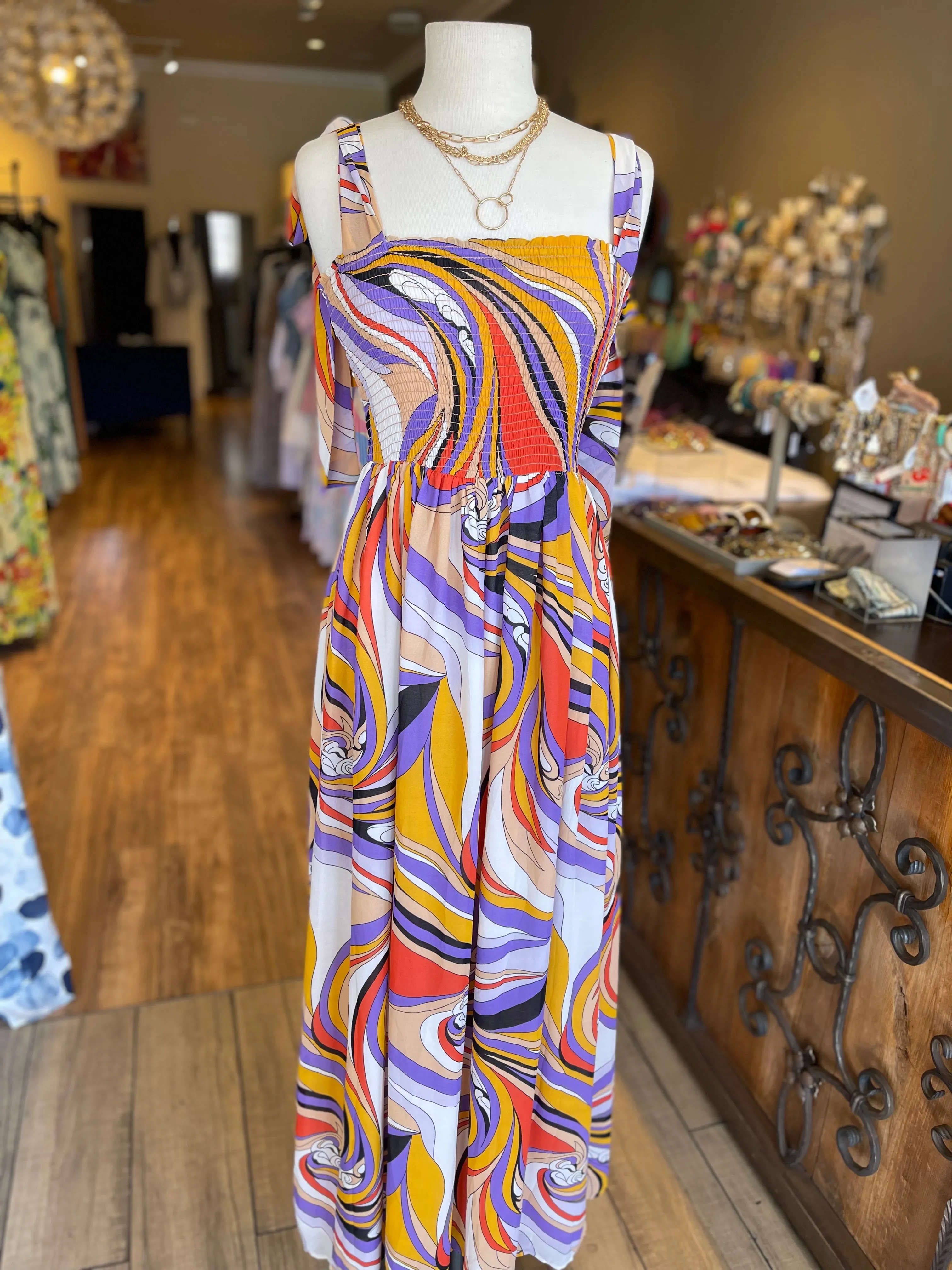 Strap Tie Shoulder Long Dress FINAL SALE