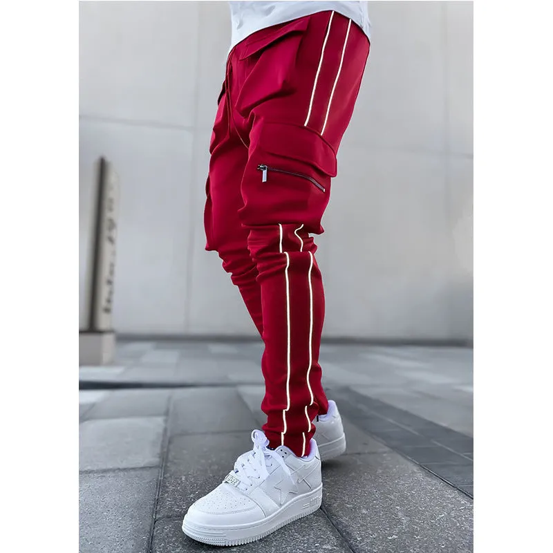 Stretch Multi-pocket Reflective Sports Fitness Trousers